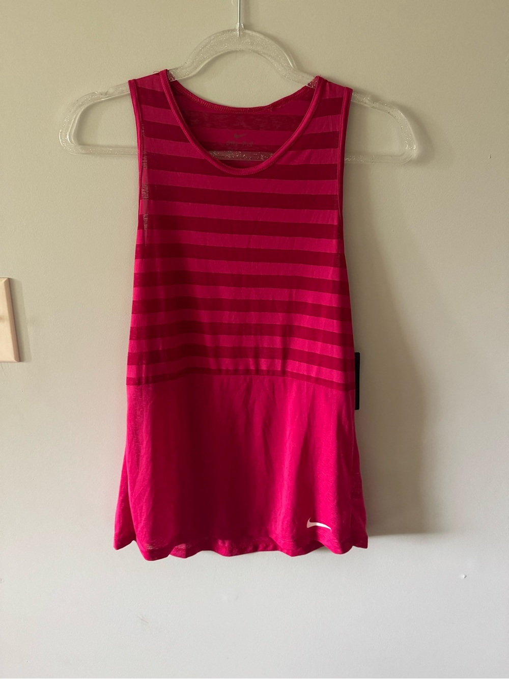 Nike Hot Pink Striped Performance Tank